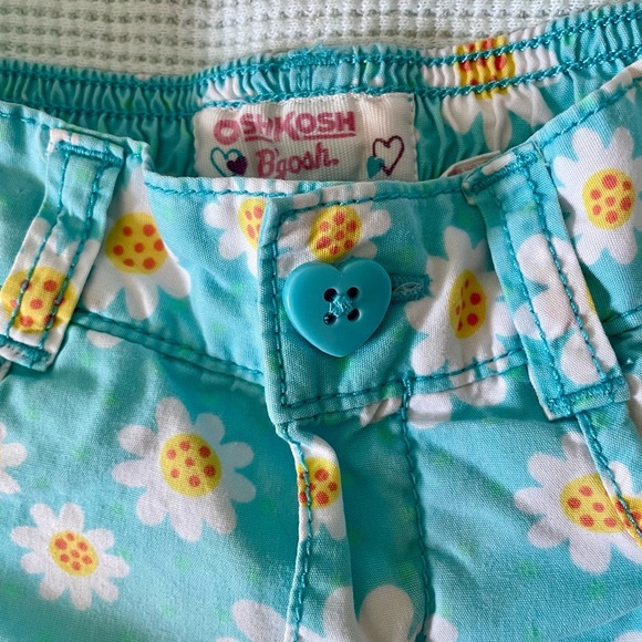 🌼 OshKosh B'gosh Toddler Girl Turquoise Floral Daisy Print Shorts 🌼 2T - Picture 3 of 6